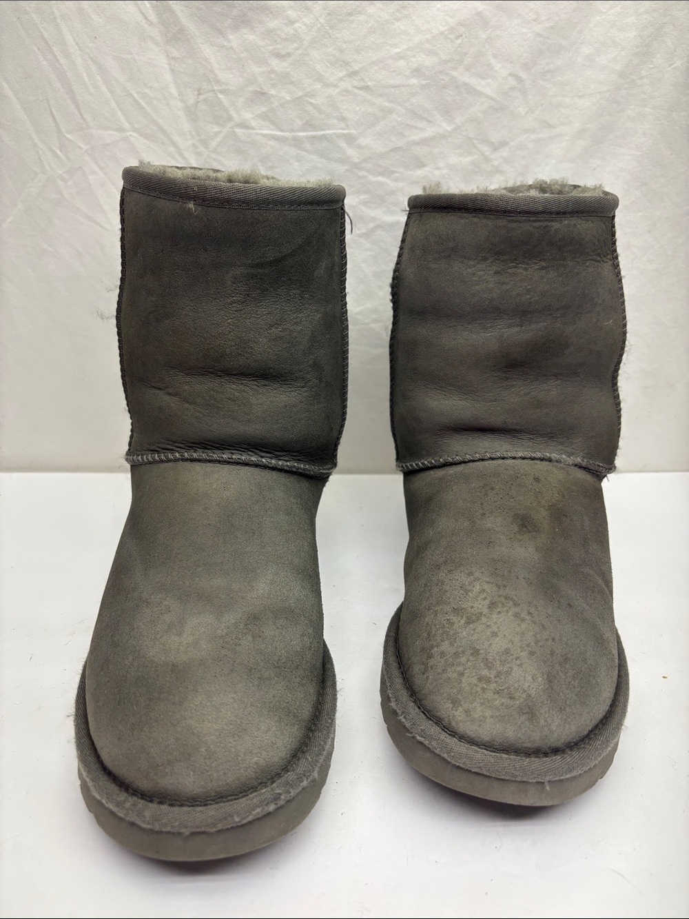 UGG Grey Suede Winter Boots with Plush Lining, SZ 8